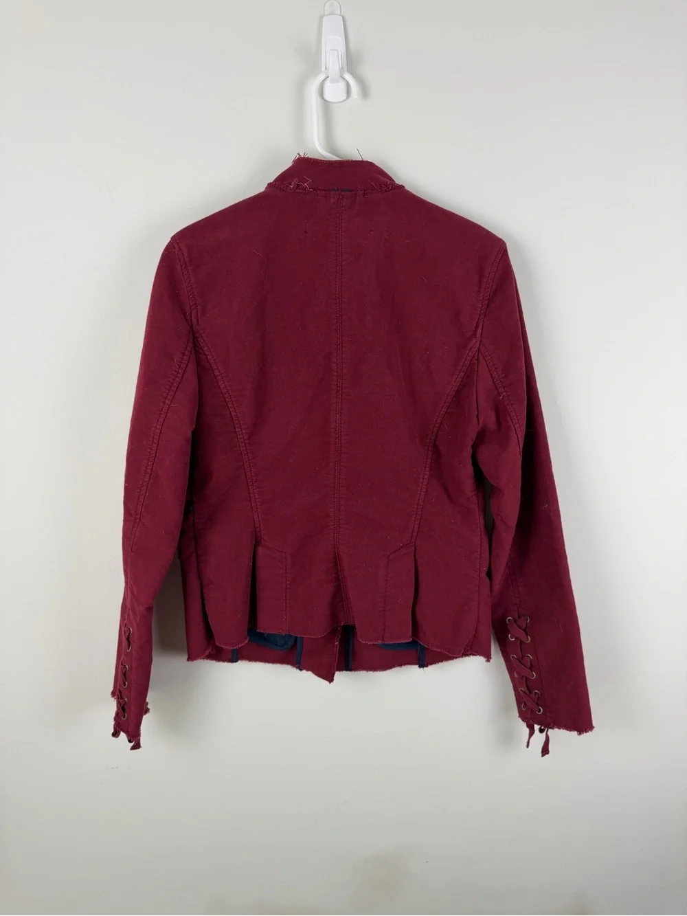 Free People Wine Red Military-Style Button Jacket